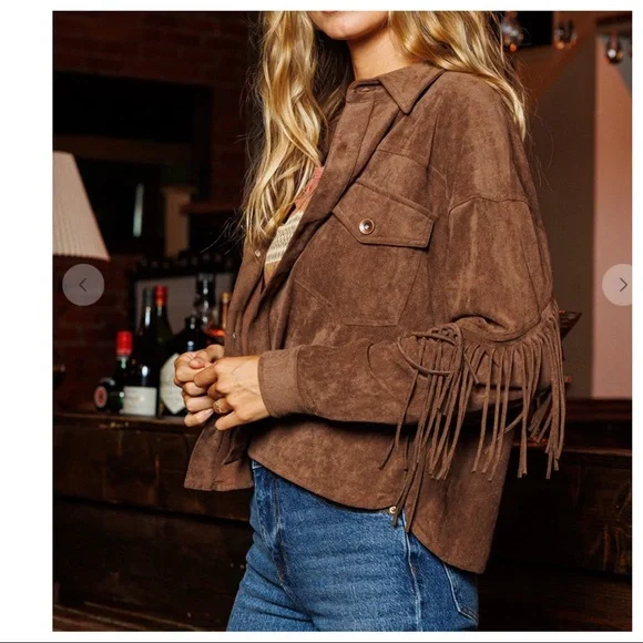 Caroline Retro Chic Fringe Faux Suede Jacket - Picture 2 of 5